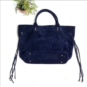 Posse large navy suede shoulder bag